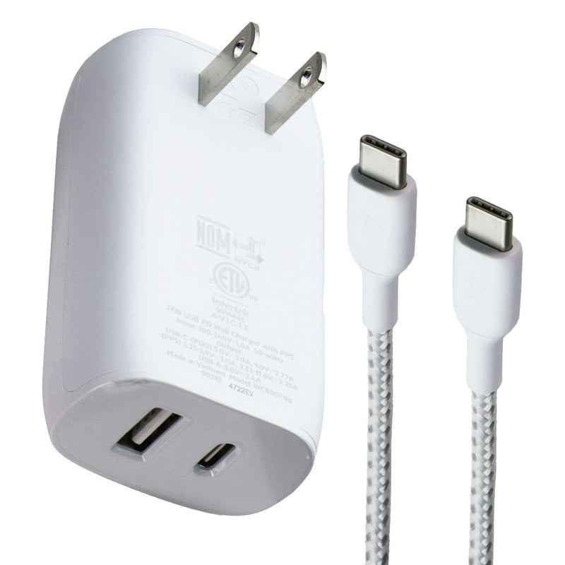 Belkin BoostCharge Dual USB-C/USB-A  37W Wall Charger w/ USB-C Cable - White