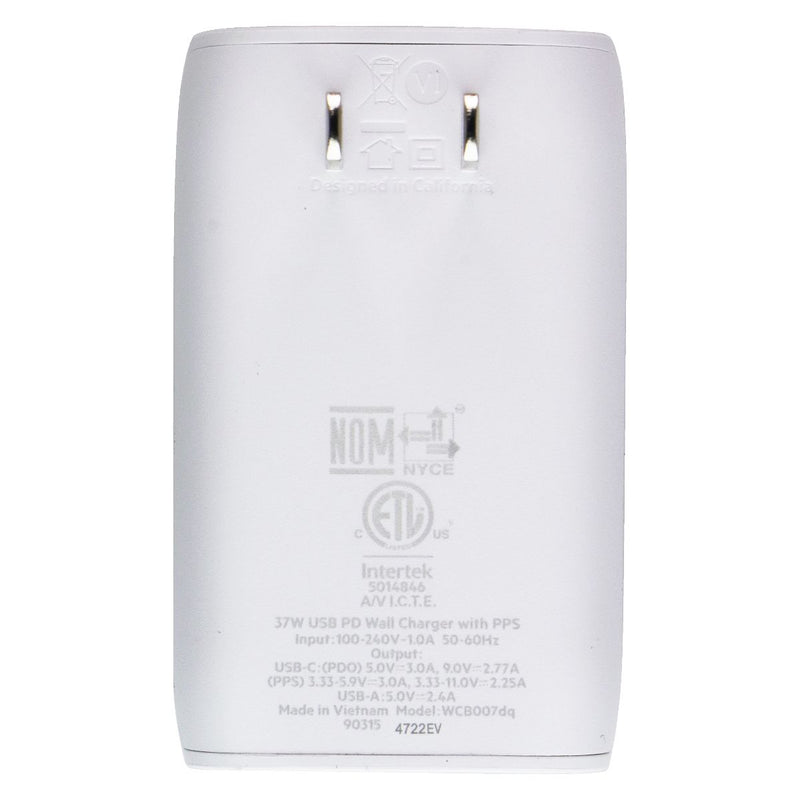 Belkin BoostCharge Dual USB-C/USB-A  37W Wall Charger w/ USB-C Cable - White
