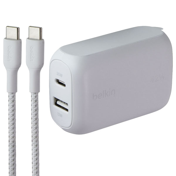 Belkin BoostCharge Dual Port USB-C + USB-A Wall Charger with USB-C Cable - White