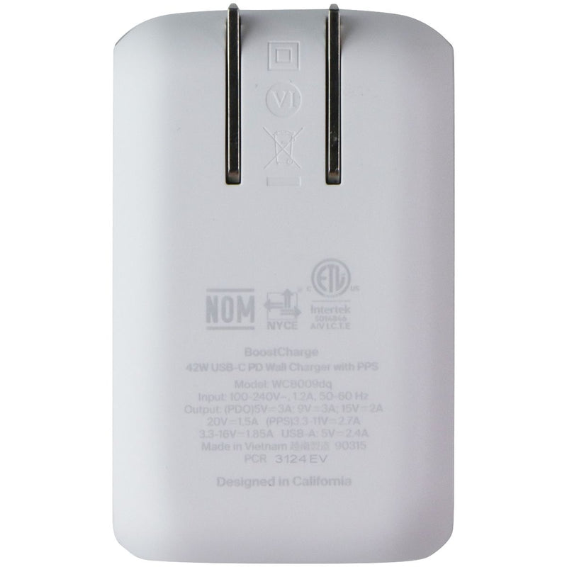 Belkin BoostCharge Dual Port USB-C + USB-A Wall Charger with USB-C Cable - White