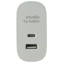 Belkin Studio 2-Port Home Charger + USB-C Cable for iPhone/iPad/iPod - White