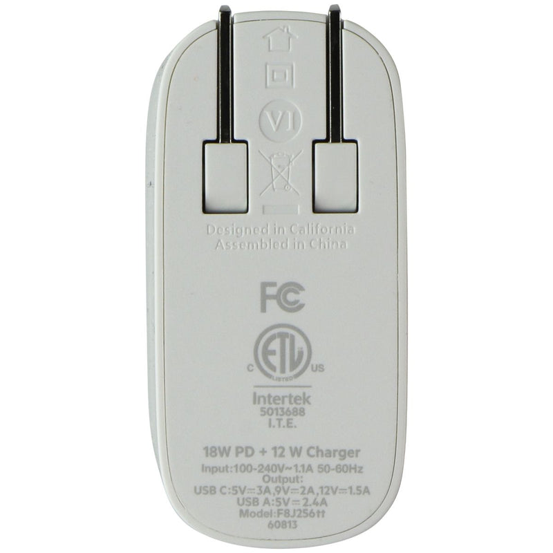 Belkin Studio 2-Port Home Charger + USB-C Cable for iPhone/iPad/iPod - White