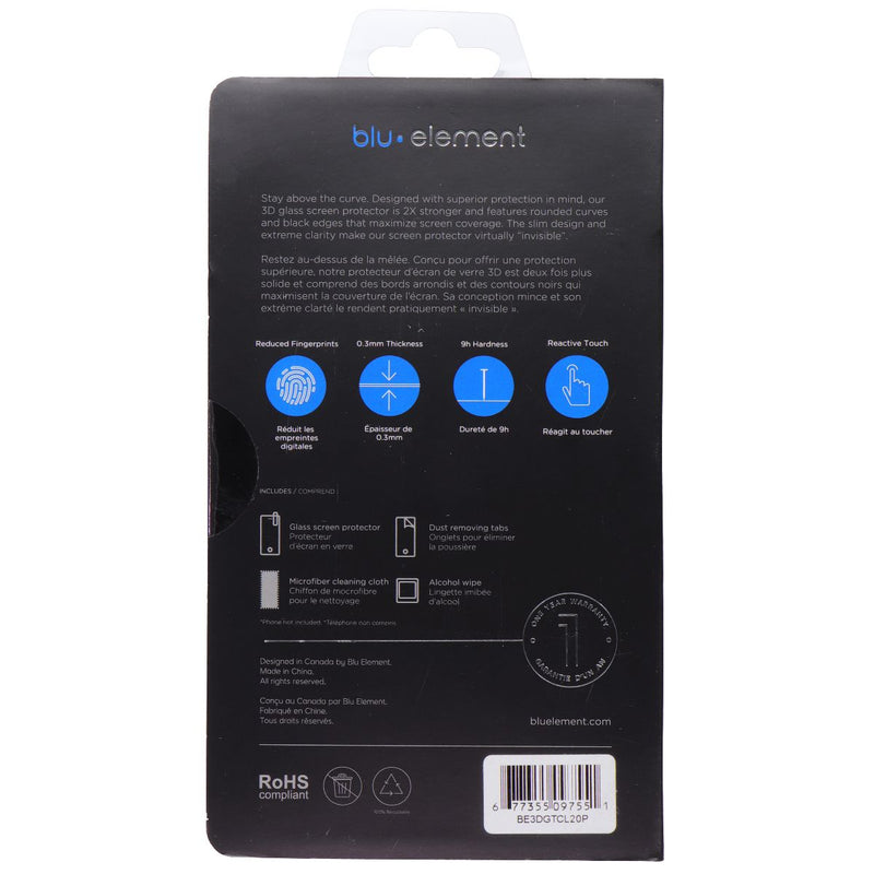 Blu Element 3D Curved Glass Screen Protector for TCL 20 Pro 5G - Clear