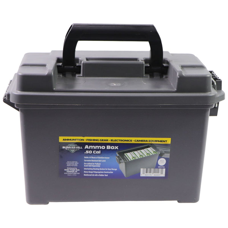Bunkerhill Security - Multipurpose .50 Cal Ammo Box with Rubber Seal Lid - Gray