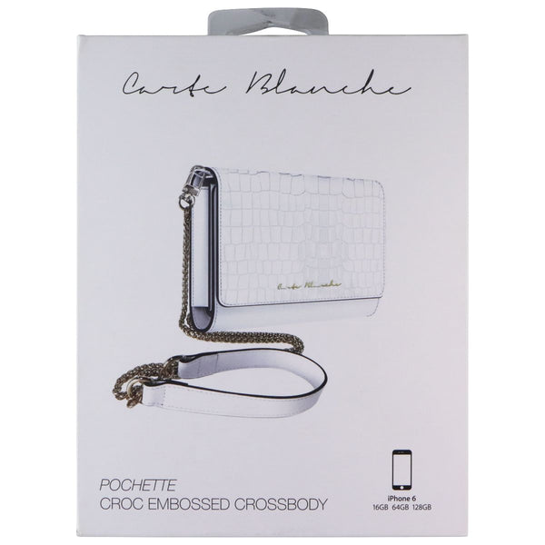 Carte Blanche Pochette Croc Embossed Crossbody + Case for Apple iPhone 6 - White