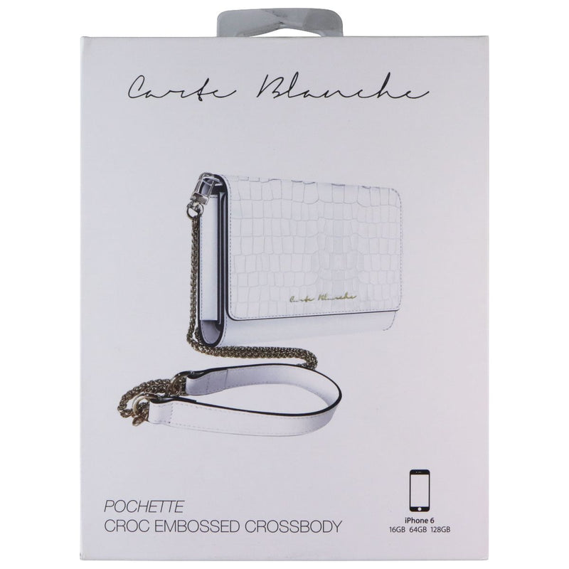Carte Blanche Pochette Croc Embossed Crossbody + Case for Apple iPhone 6 - White