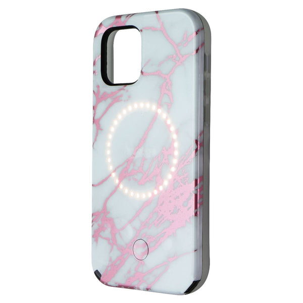 Case-Mate LuMee Halo Case for iPhone 12 Pro/iPhone 12 - Rose Gold White Marble