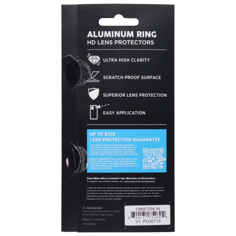 Case-Mate Aluminum HD Lens Protectors for Apple iPhone 17 Pro/Pro Max - Black