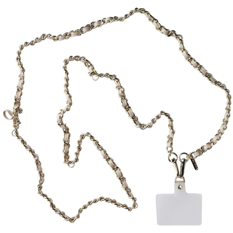Case-Mate Phone Crossbody Adjustable Smartphone Leather & Gold Chain - Cream
