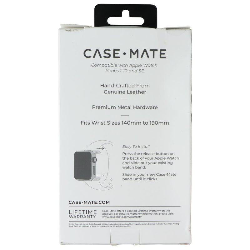 Case-Mate Watch Band for Apple Watch Series 1-10/SE - Black Leather