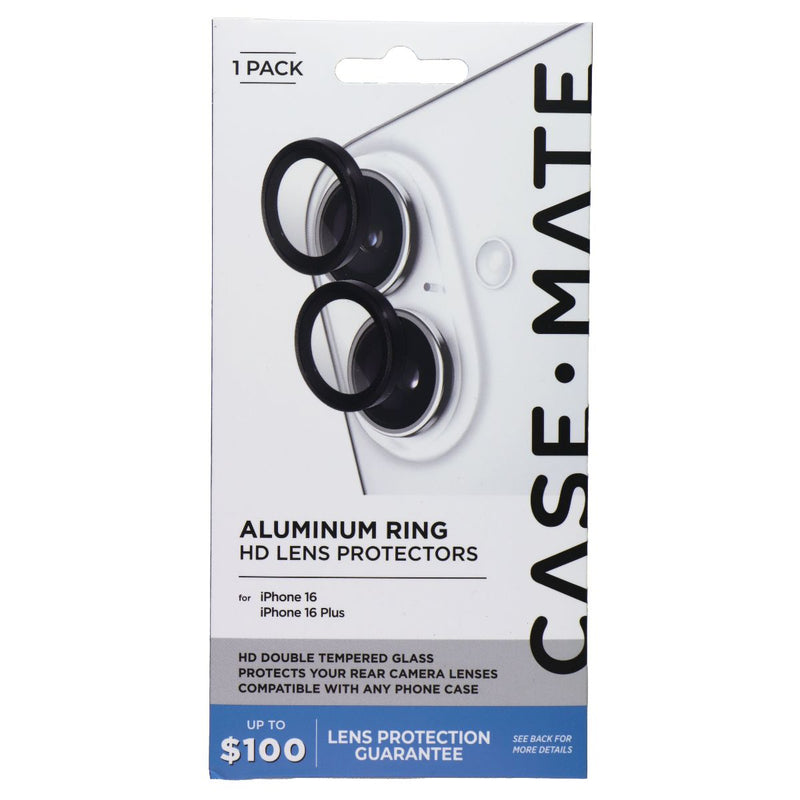 Case-Mate Aluminum Ring HD Lens Protectors for iPhone 16 and 16 Plus - Black