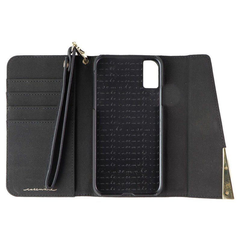 Case-Mate Folio Wristlet Wallet Case for Apple iPhone X 10 - Black Leather/Gold
