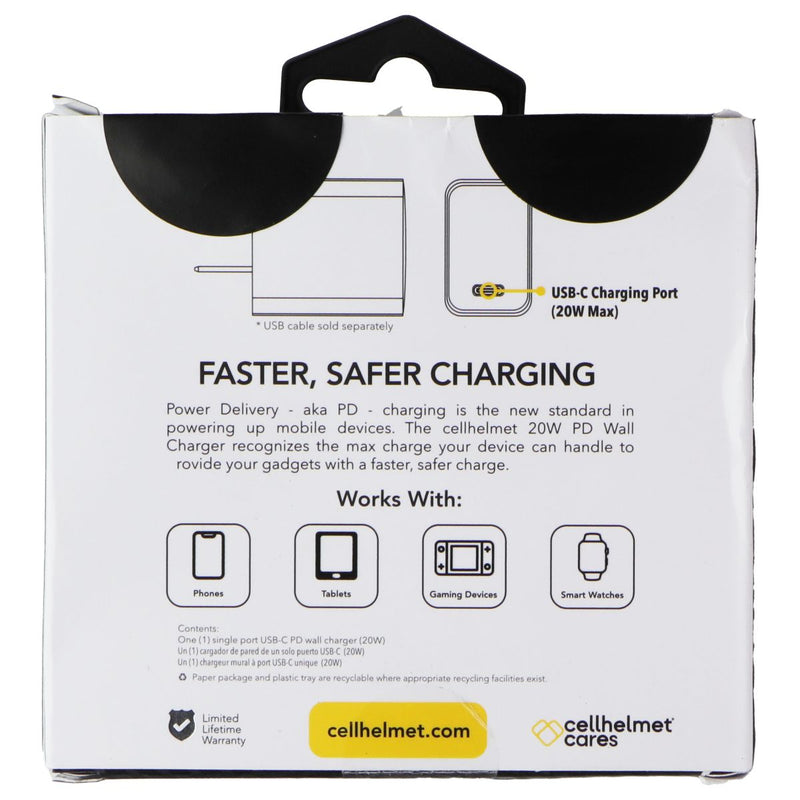 CellHelmet (20W) PD Wall Charger with USB-C Port - White