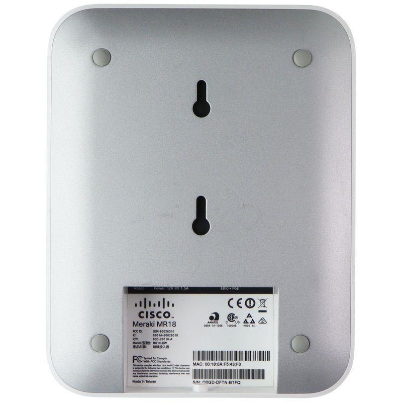Cisco Meraki MR18-HW Dual-Band Cloud-Managed Wireless Network Access Point