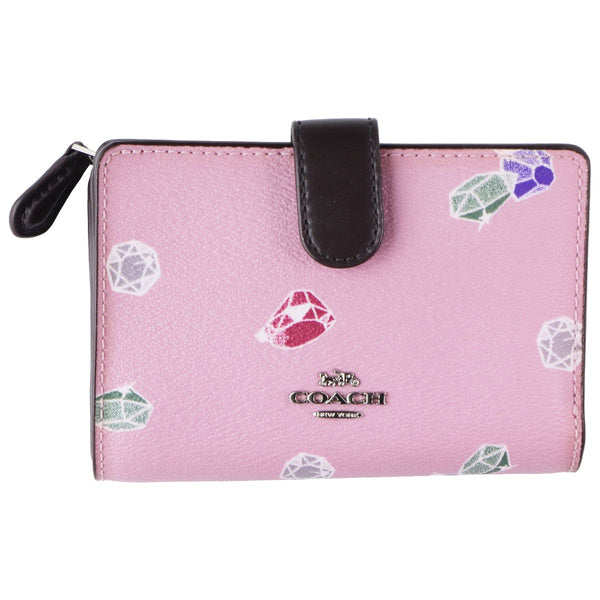 Coach x Disney Wallet with Change Pouch and Card Slots - Pink with Emerald Print