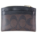 COACH Women's Shaped Card Case Wallet - Signature (IM/Walnut/Black)