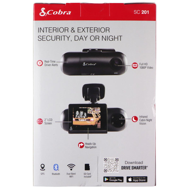 Cobra SC 201 Full HD Dual-View Smart Dash Cam w/ Navigation & Real-Time Alerts