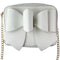 Crossi Leather Zip-Up Bowtie Handbag Purse with Shoulder Strap - White/Gold