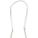Crossi Leather Zip-Up Bowtie Handbag Purse with Shoulder Strap - White/Gold