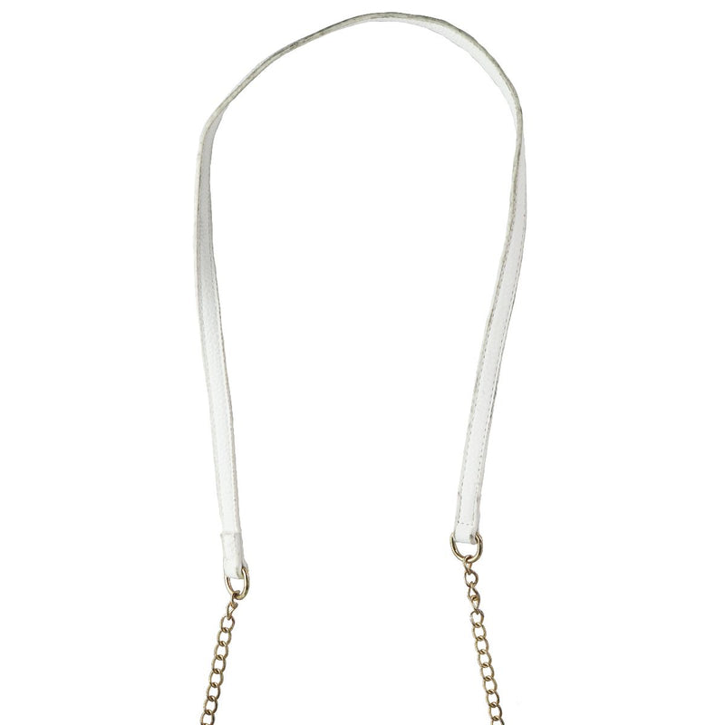 Crossi Leather Zip-Up Bowtie Handbag Purse with Shoulder Strap - White/Gold