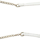Crossi Leather Zip-Up Bowtie Handbag Purse with Shoulder Strap - White/Gold