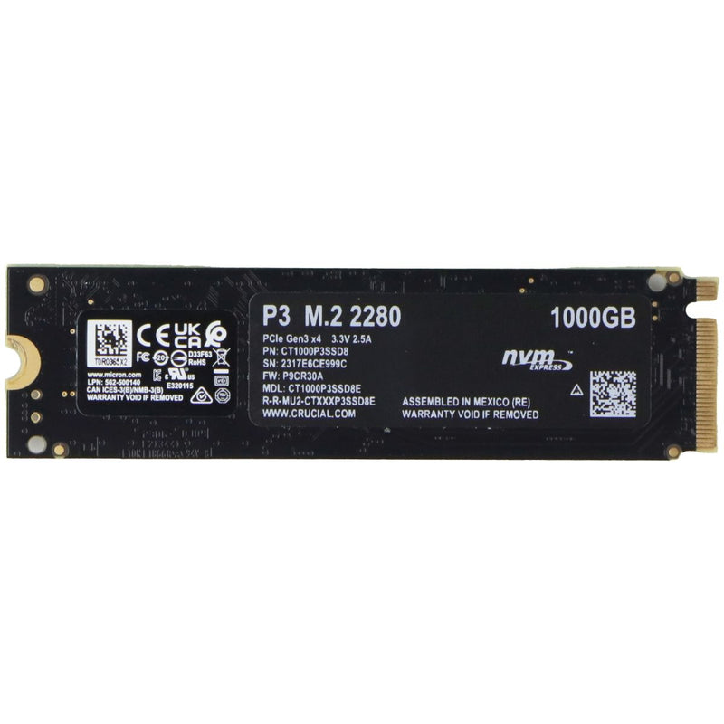 Crucial (1TB) P3 M.2 2280 PCIe 3.0 NVMe Internal SSD (CT1000P3SSD8)