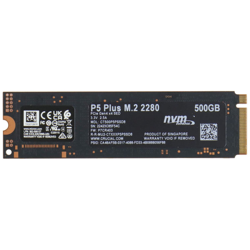 Crucial P5 Plus 500GB PCIe Gen4 3D NAND NVMe M.2 SSD (CT500P5PSSD8)