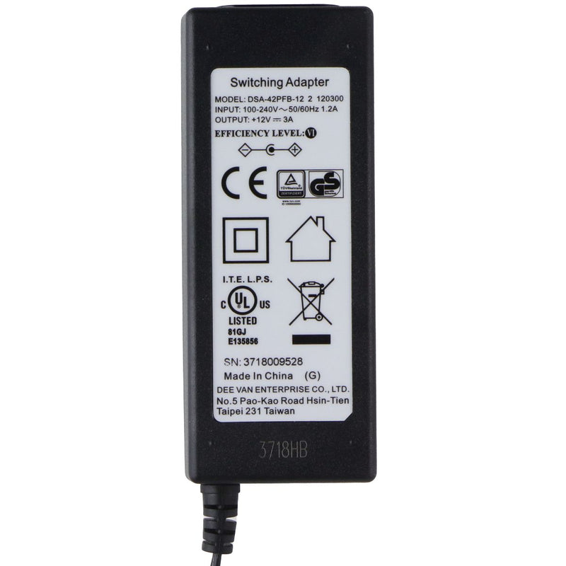 Dee Van Enterprise 12V/3A Switching Adapter DSA-42PFB-12 - Black