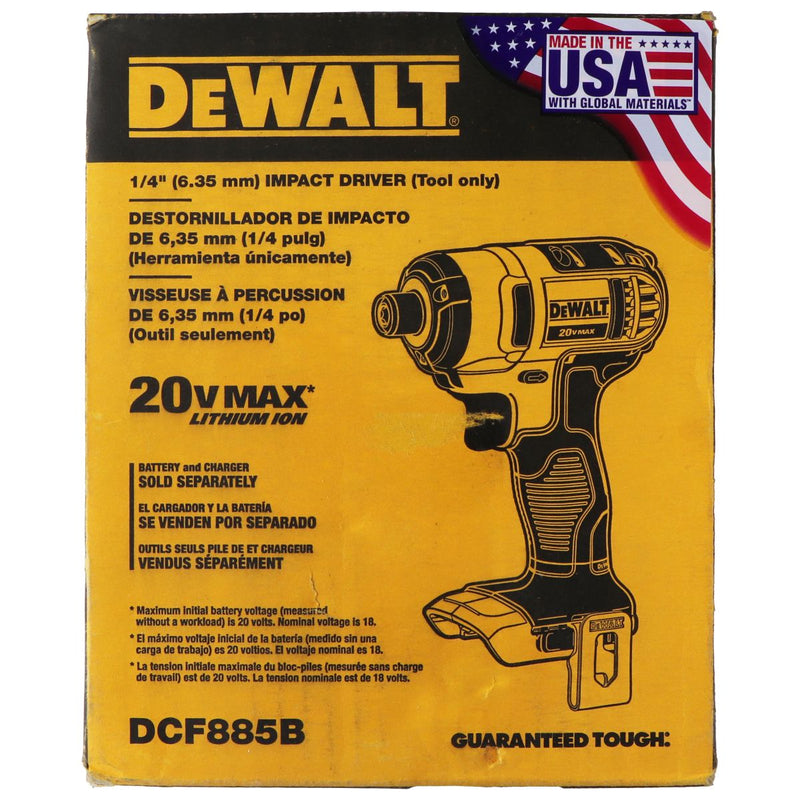 DeWalt 1/4-inch 20V Max Impact Driver, Tool Only (DCF885B)