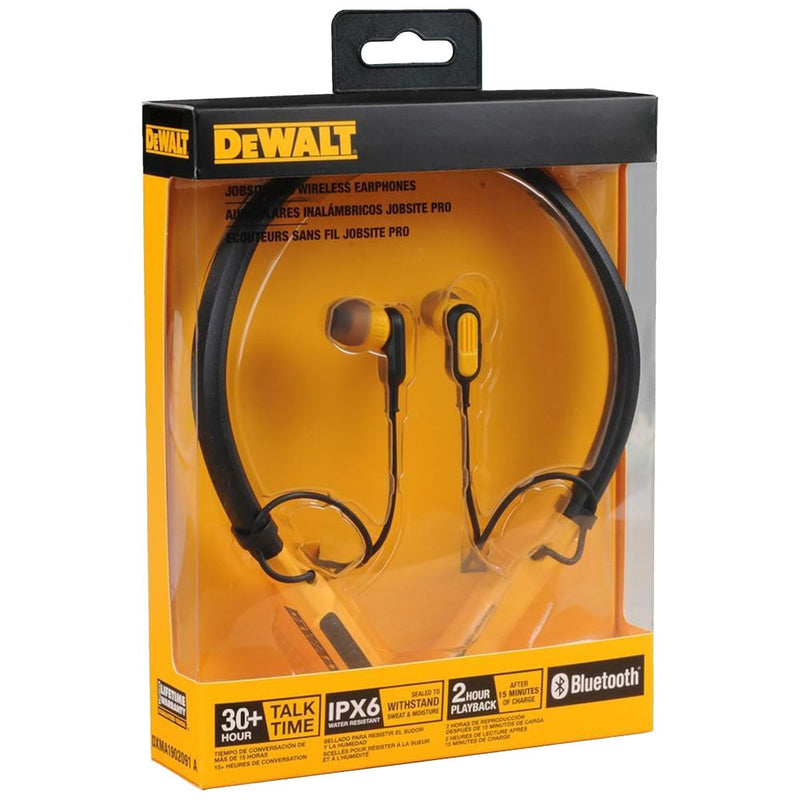 DeWalt Jobsite Pro Wireless Bluetooth IPX6 Earphones - Black/Yellow