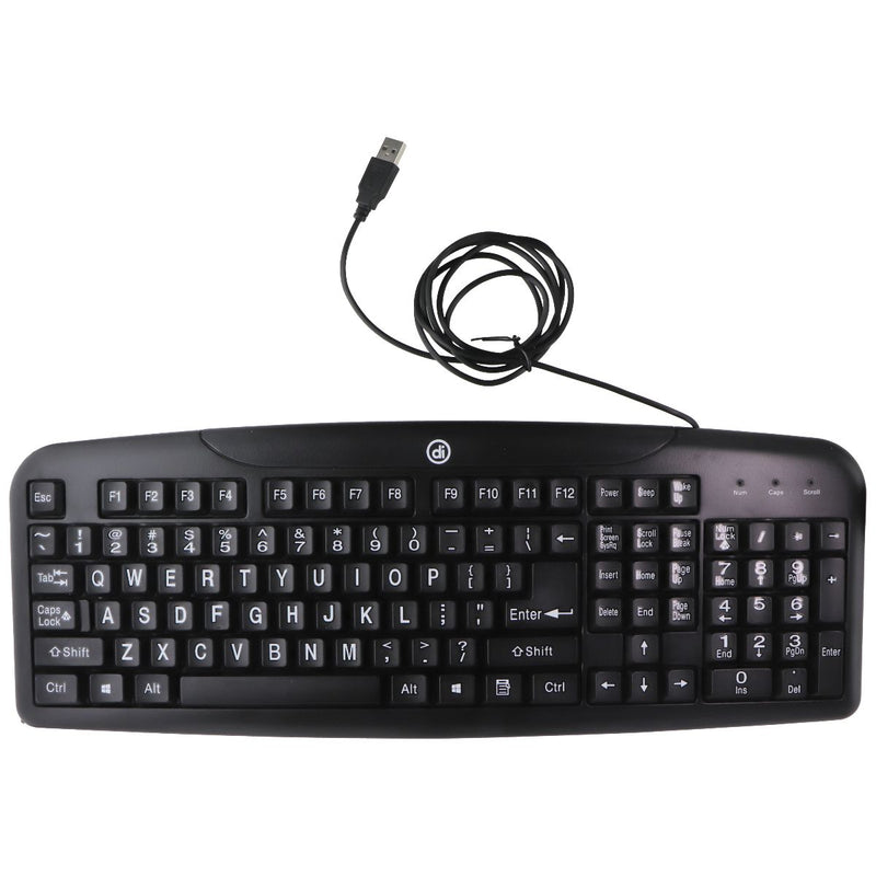 DI Easy-View Keyboard with Large Bold Letters and Spill Resistant - Black