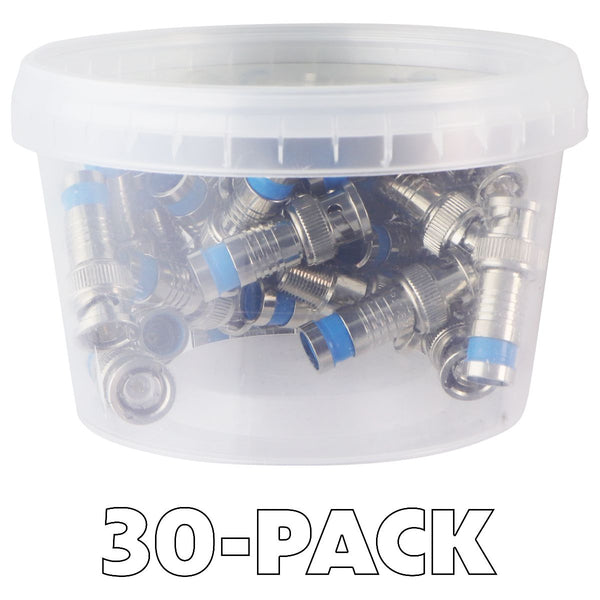 Eclipse Pro (30-Pack) BNC Connectors for RG6 Quad Shield Coax Cable CCTV Video
