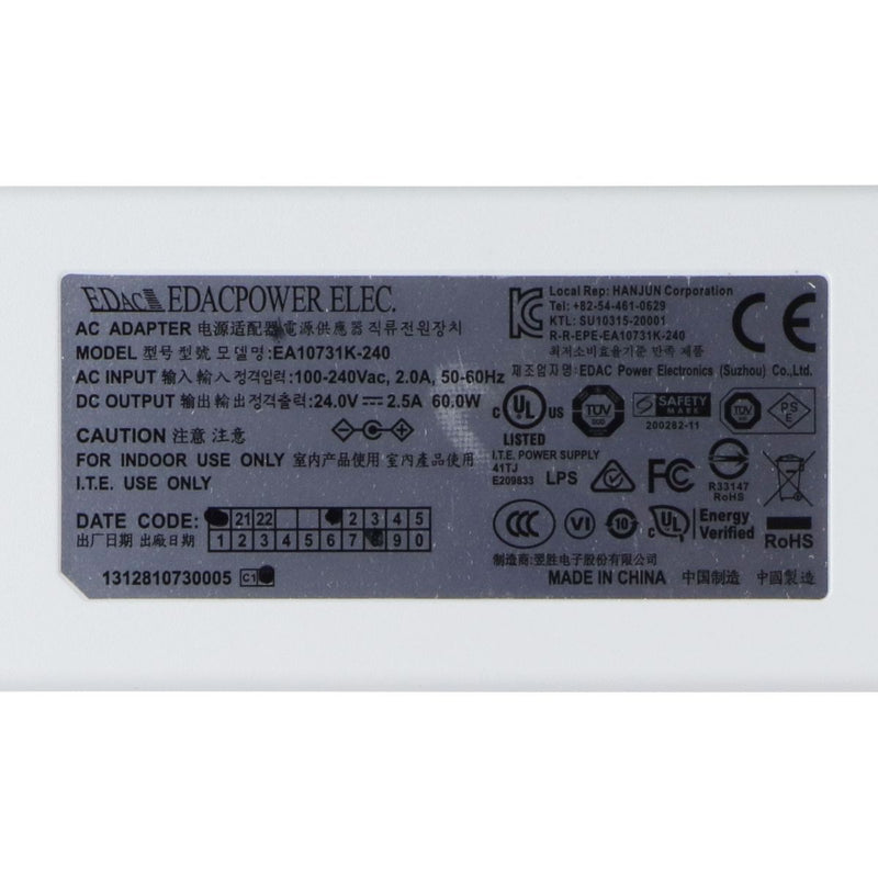 EDACPower 60W 24V/2.5A AC Adapter (EA10731K-240) - White