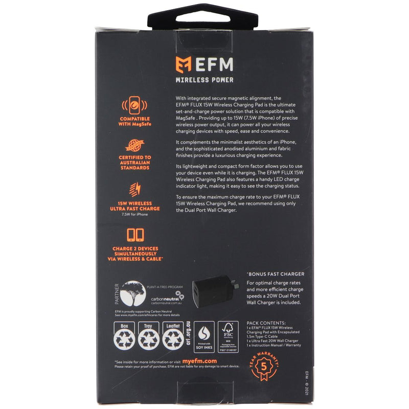 EFM 15W Ultra Fast Charge Flux 15W Wireless Pad for MagSafe - Silver (AU PLUG)