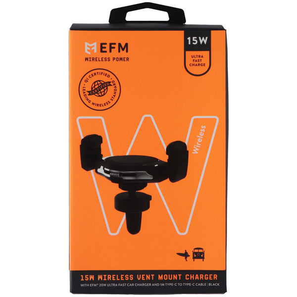 EFM 15W Wireless Vent Mount Charger for Qi Smartphones - Black