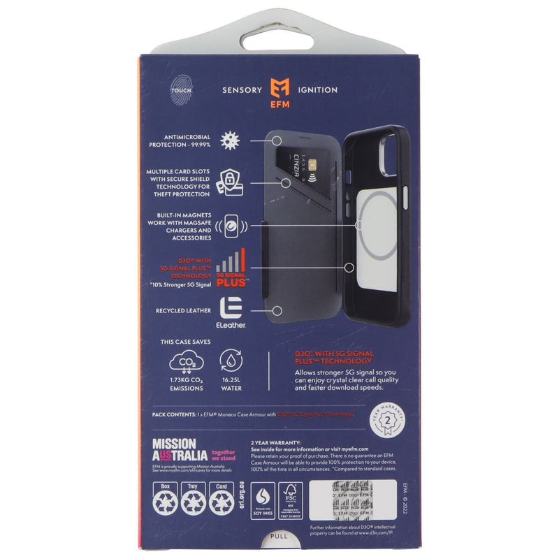 EFM Monaco Wallet Folio Case for MagSafe for Apple iPhone 14 Plus - Black/Gray