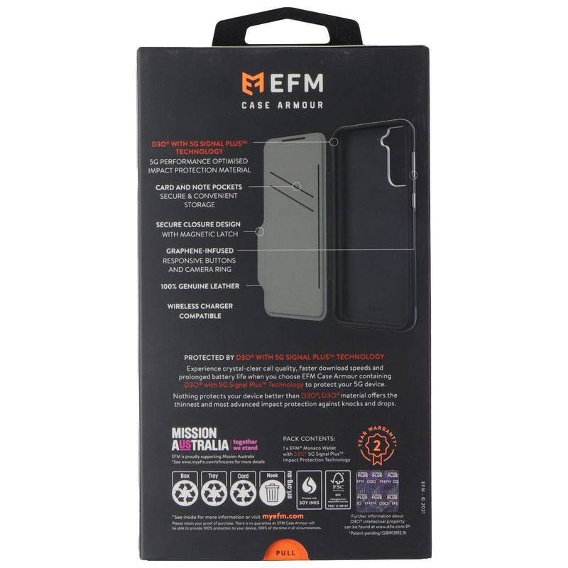 EFM Monaco Wallet Folio Case for Samsung Galaxy S21+ (Plus) - Black/Space Gray