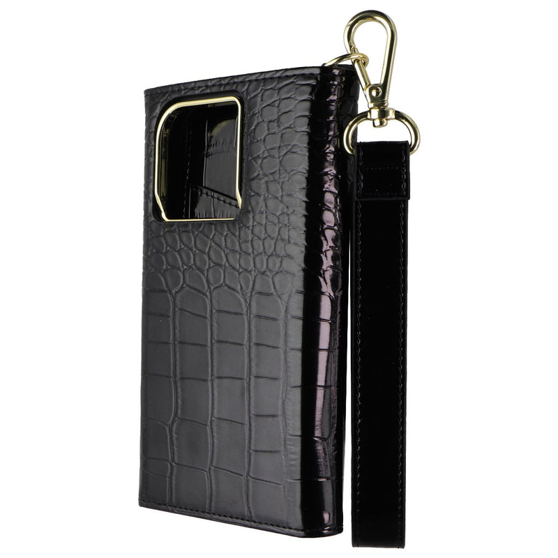 Elizabeth James Wristlet Folio for MagSafe for Apple iPhone 15 Pro - Black Croc