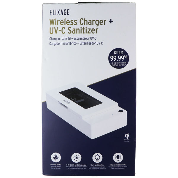 Elixage Wireless Charger + UV-C Sanitizer for Smartphones & More - White