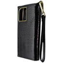 Elizabeth James Wristlet Folio for MagSafe for iPhone 15 Pro Max - Black Croc