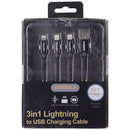 Emerald 6-Foot Braided 3-in-1 Lightning 8-Pin to USB-A Charging Cable - Black