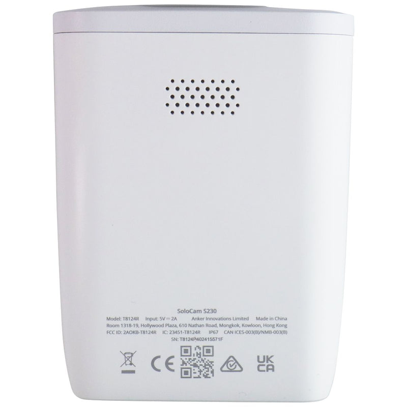 Eufy SoloCam S230 5V/2A Wireless Solar Security Camera (T8124R) - White