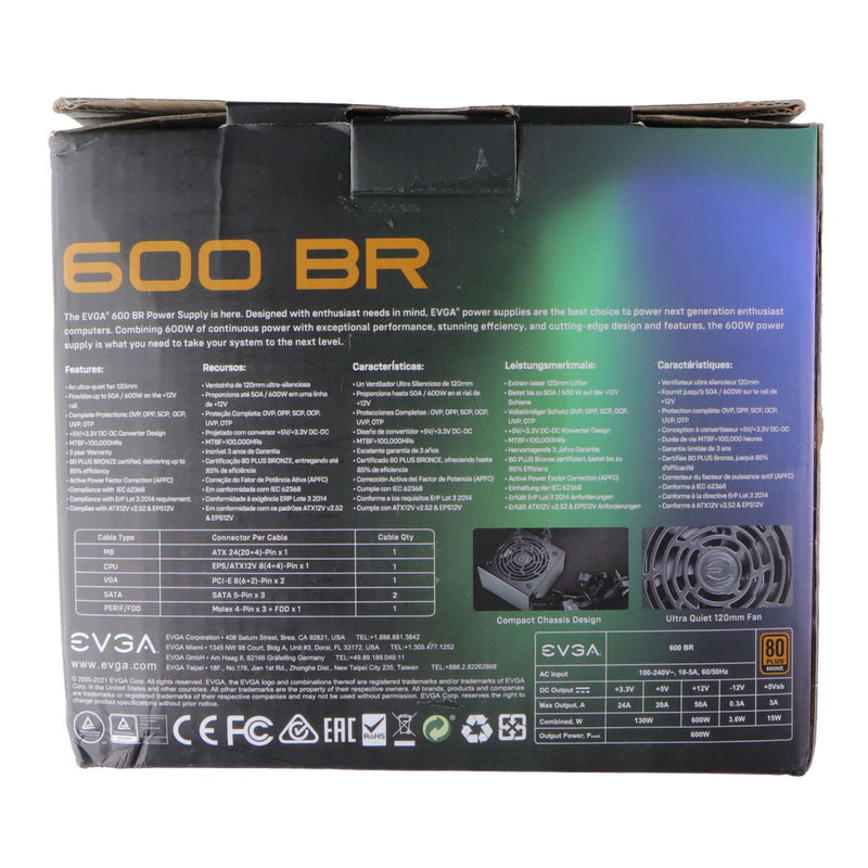 EVGA 600W Bronze 600 BR Power Supply (100-BR-0600-K1)