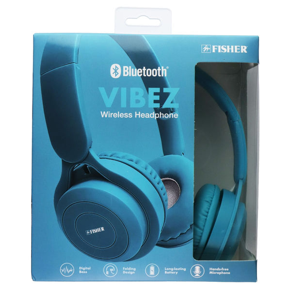 Fisher Vibez Wireless Folding Headphones with Built in Microphone - Blue