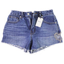 FOREVER 21 Heart Cutout Denim Shorts for Women - Size 24 - Medium Denim