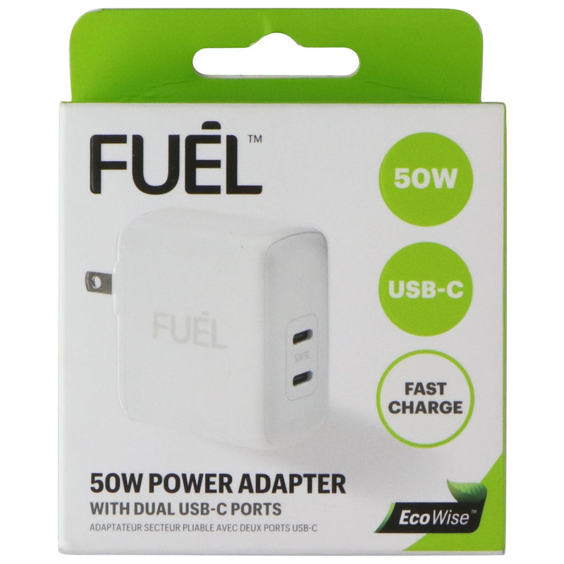 FUEL (50W) Fast Charge Power Adapter with Dual USB-C Ports - White
