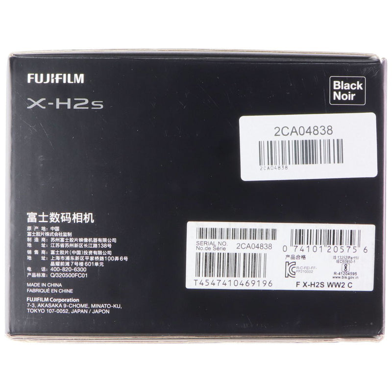 FUJIFILM X-H2S Mirrorless Camera 26.1MP, 6.2K Video, 40fps (Body Only)