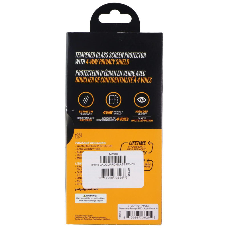 Gadget Guard - Glass with 4 Way Privacy - Screen Protector for iPhone 16