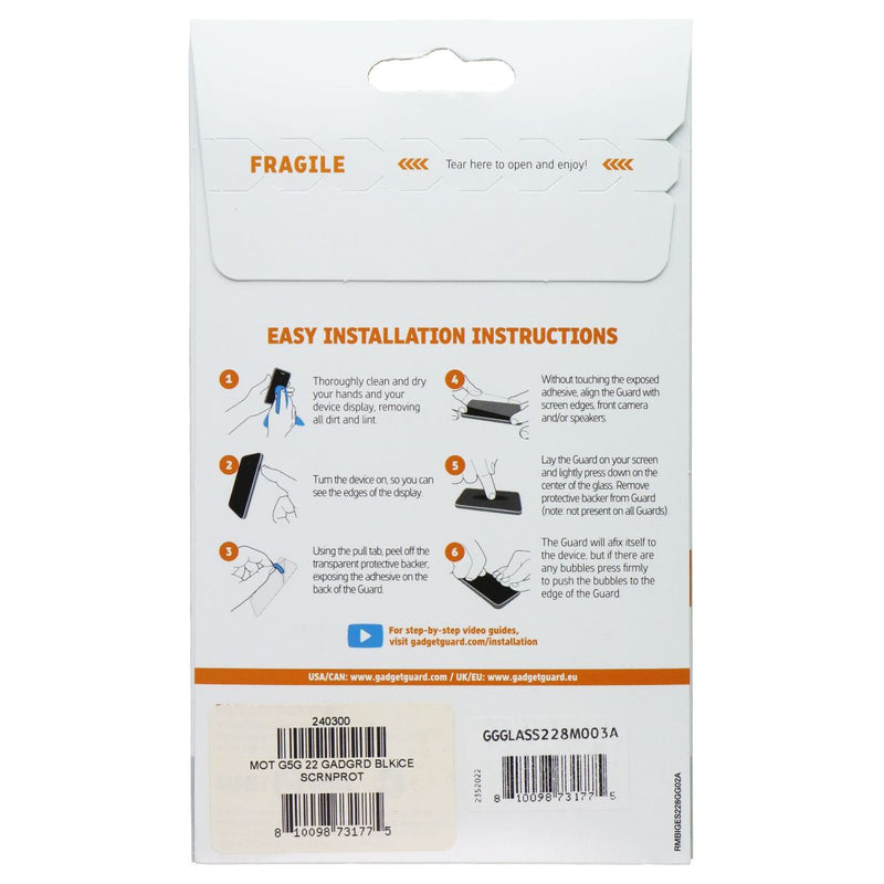 Gadget Guard Tempered Glass Screen Protector for Motorola G 5G (2022)