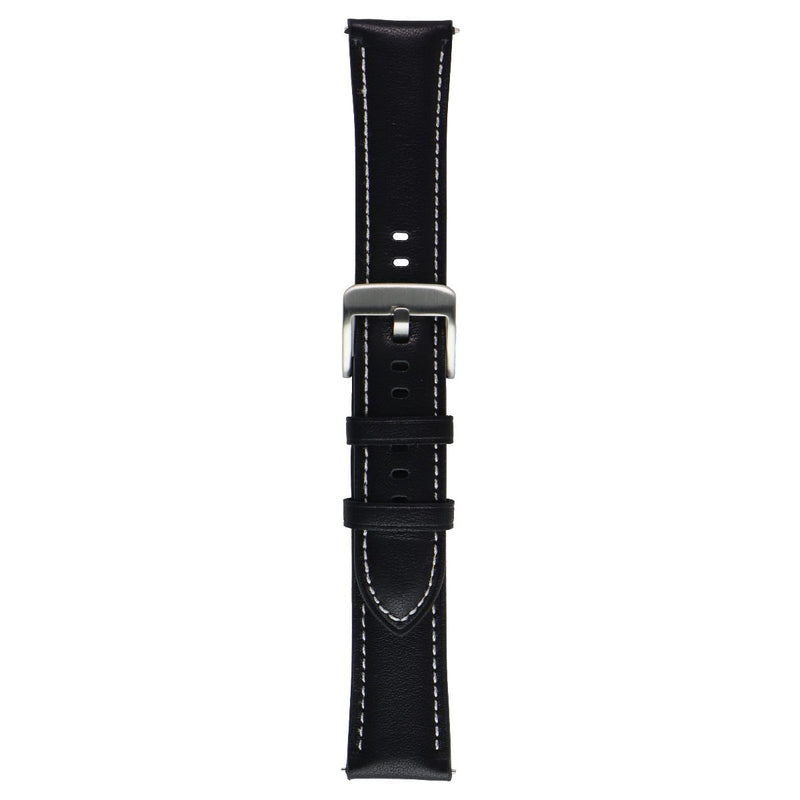 Generic Leather Watch Band with Clasp (22MM) - Black/Silver